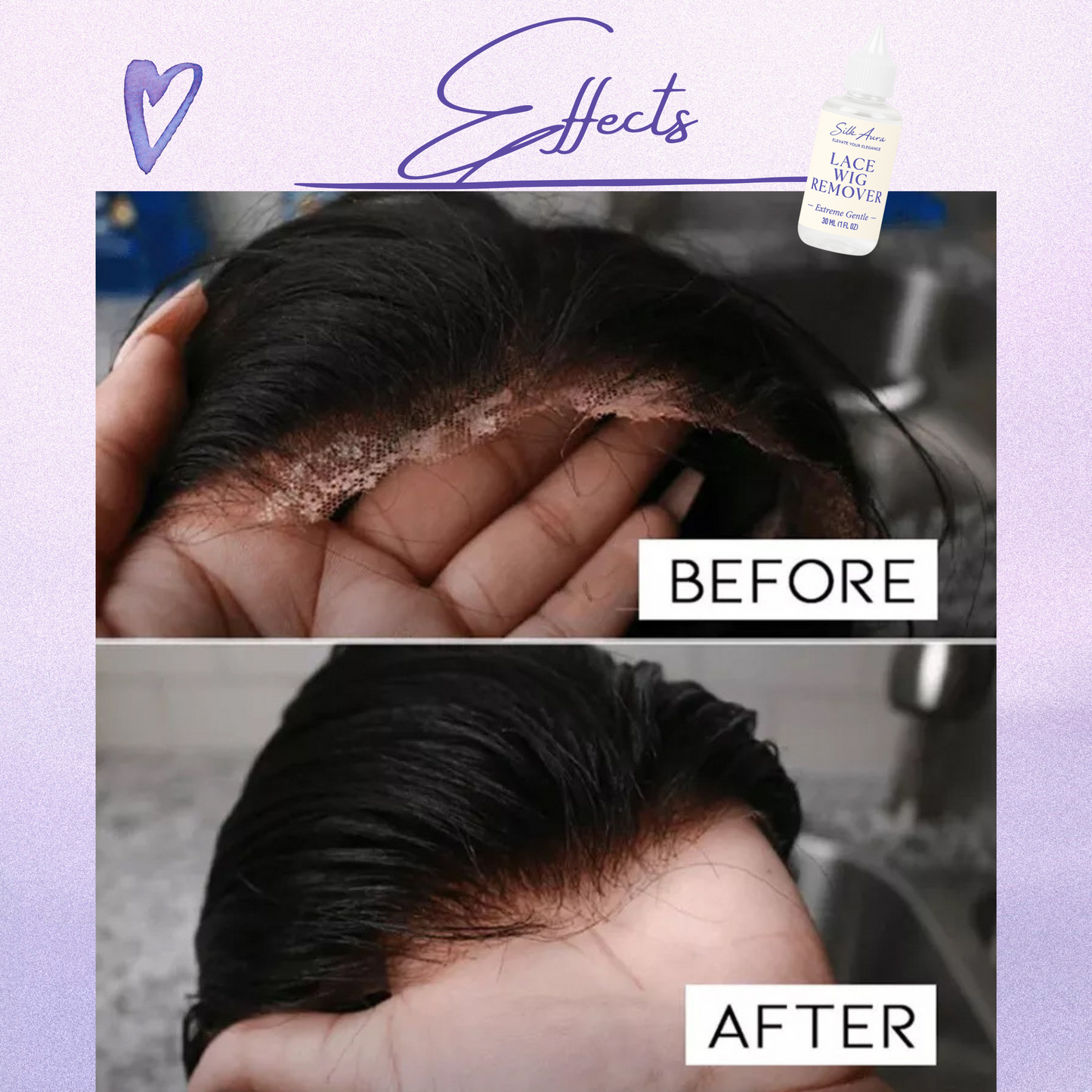 Silk Aura Lace Wig Glue Remover, Fast-Acting Adhesive Remover for Lace Front Wigs & Hairpieces, Gentle on Skin, Non-Oily, Easy Rinse Formula, 30ml (1oz)