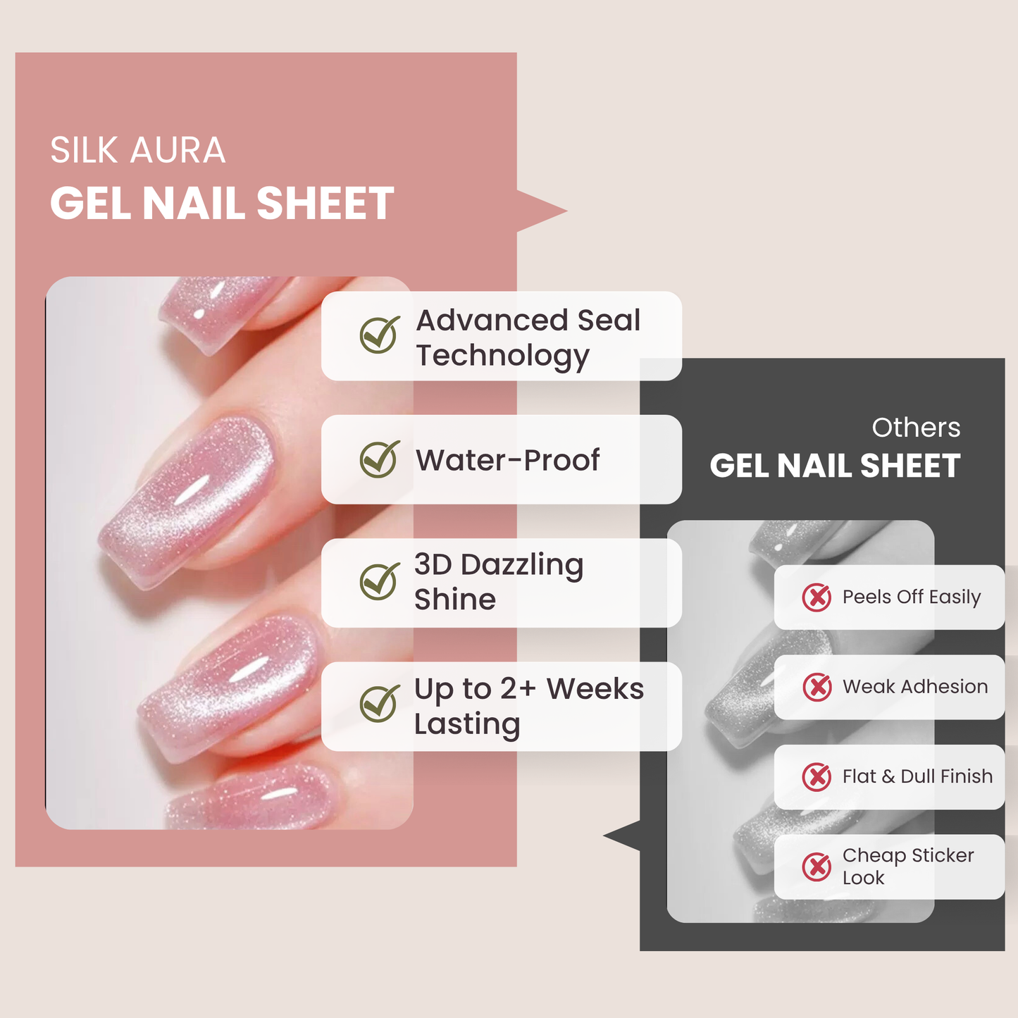 Silk Aura Self-Adhesive Gel Nail Strips, No UV Lamp Needed