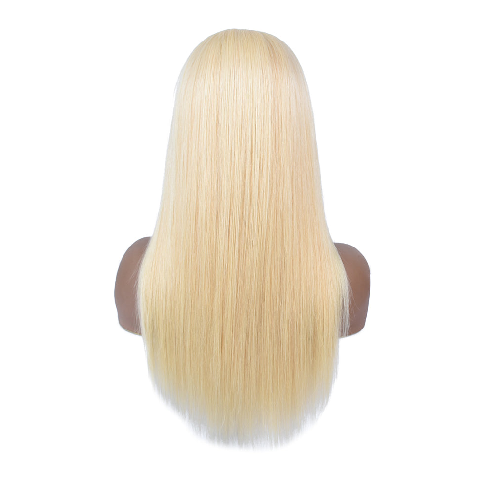 Silk Aura COLORFUL Front Lace Straight Blonde Human Hair Wig 13x4 Back