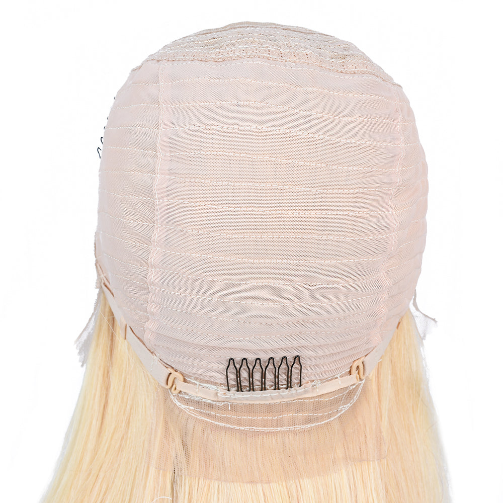 Silk Aura COLORFUL Front Lace Straight Blonde Human Hair Wig 13x4 Back Lace Details