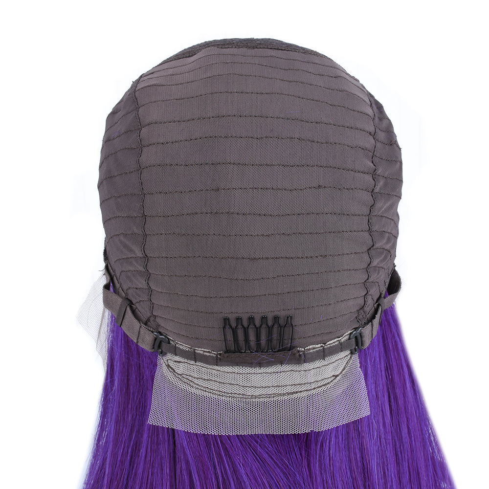 Silk Aura COLORFUL Front Lace Straight Purple Human Hair Wig 13x4 Back Cap