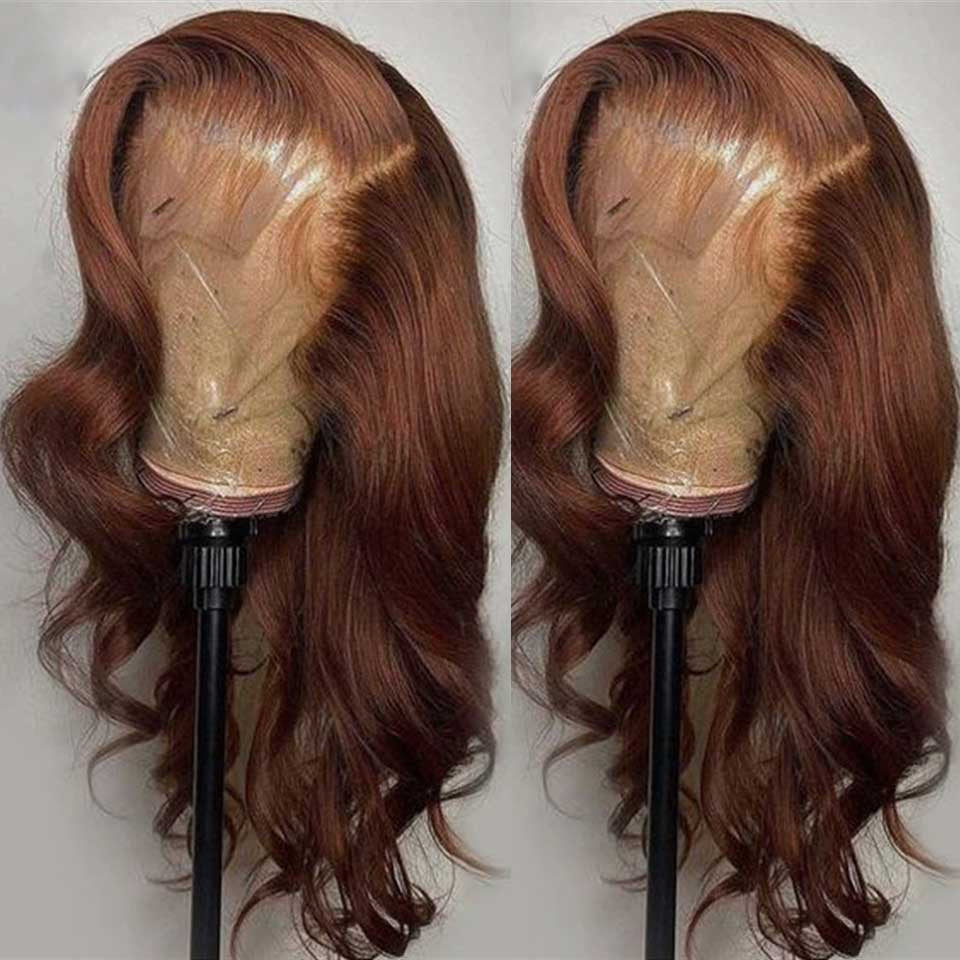 Silk Aura Front Lace Body Wave Dark Brown Human Hair Wig 13x4 Front