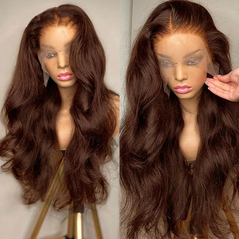 Silk Aura Front Lace Body Wave Dark Brown Human Hair Wig 13x4 Model with Wig Front
