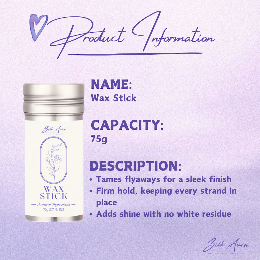 Silk Aura Hair Wax Stick, Strong Hold and Non-Greasy Styling for Baby Hair, Braids, Wigs & Edges, Smoothing Pomade Stick for Frizz Control, 75g (2.7oz) Benefits