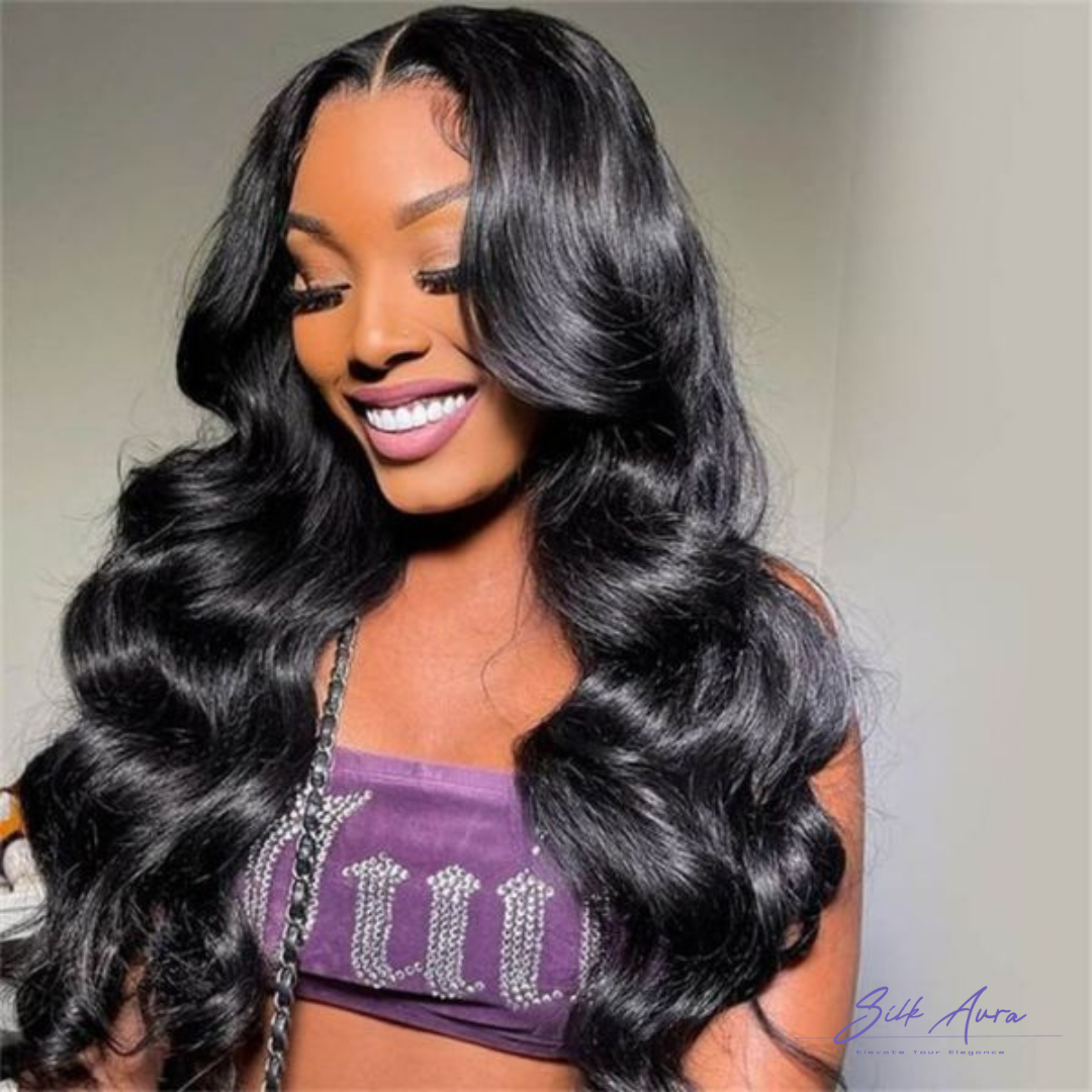 【Wear to Go】Silk Aura Pre-cut Lace Glueless Body Wave Black Human Hair Wig 4x4