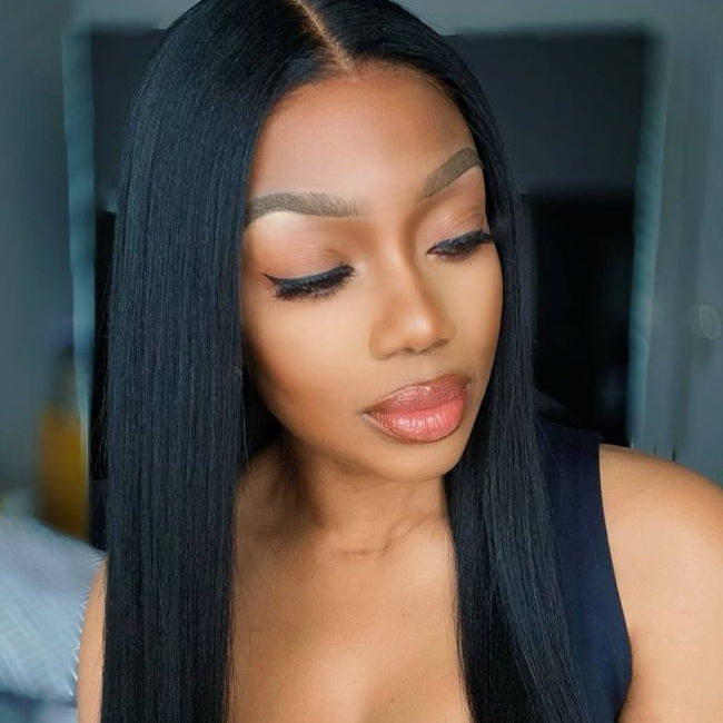 【Wear to Go】Silk Aura Pre-cut Lace Glueless Straight Black Human Hair Wig 4x4 Model
