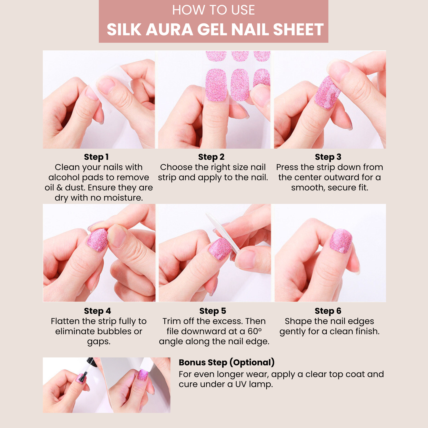 Silk Aura Self-Adhesive Gel Nail Strips, No UV Lamp Needed