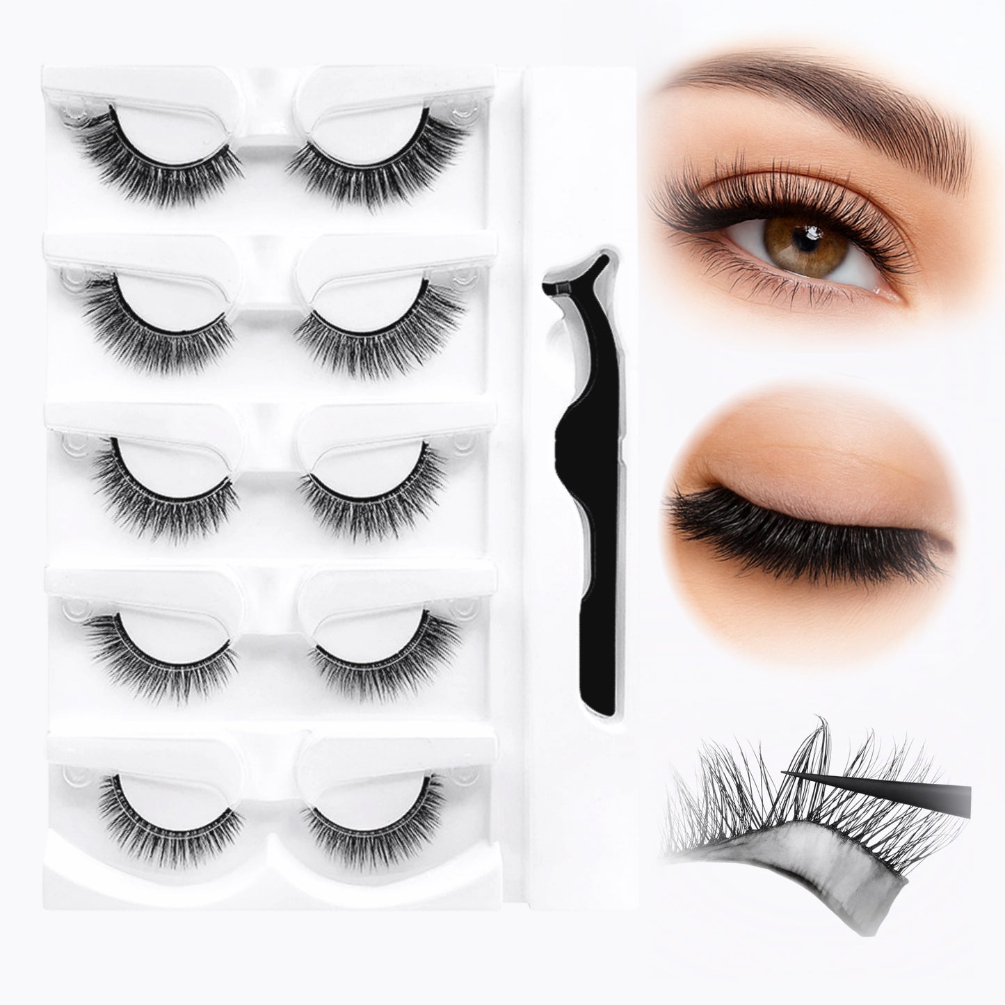 Silk Aura Self-Adhesive Pre-Glued False Eyelashes, 5 Pairs Pack