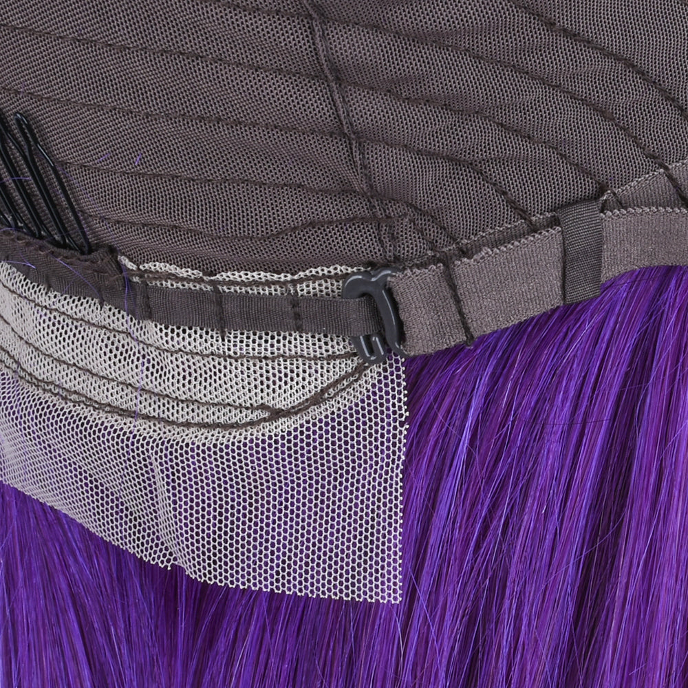 SilkAura COLORFUL Front Lace Straight Purple Human Hair Wig 13x4