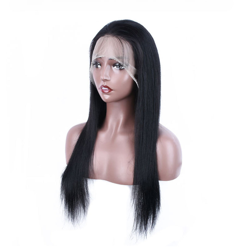 SilkAura Front Lace Straight Black Human Hair Wig 13x4