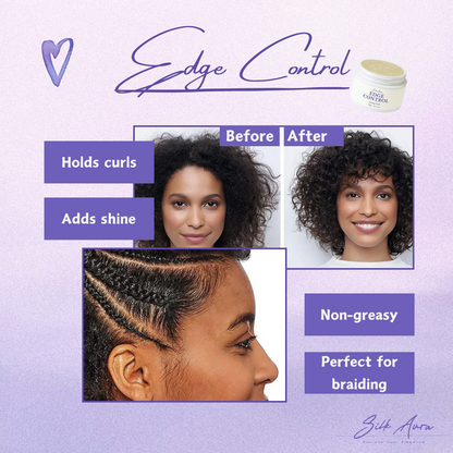Silk Aura Edge Control Gel, Strong Hold, Non-Greasy Hair Gel for Baby Hair, Braids & Edges, Frizz Control, Suitable for Curly & Natural Hair, 100ml (3.4oz)