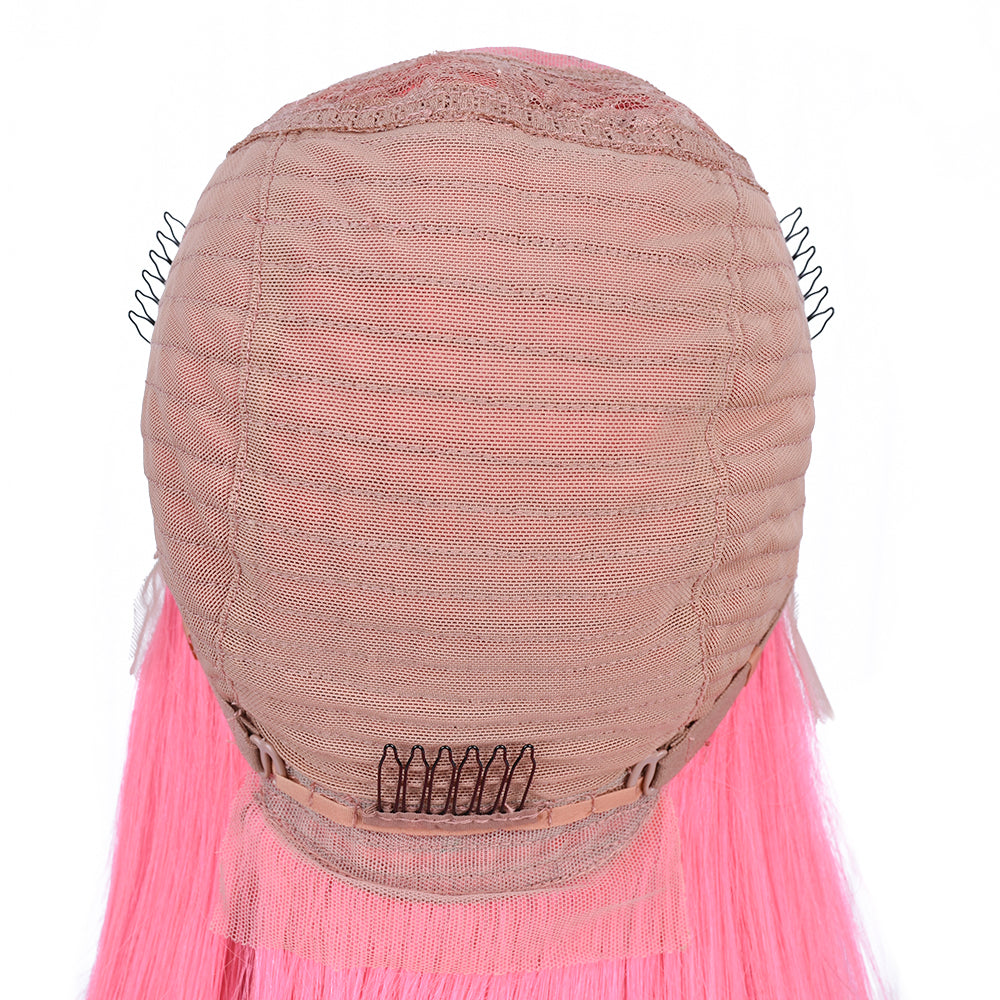 Silk Aura COLORFUL Front Lace Straight Baby Pink Human Hair Wig 13x4 Back Lace Details