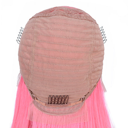 Silk Aura COLORFUL Front Lace Straight Baby Pink Human Hair Wig 13x4 Back Lace Details