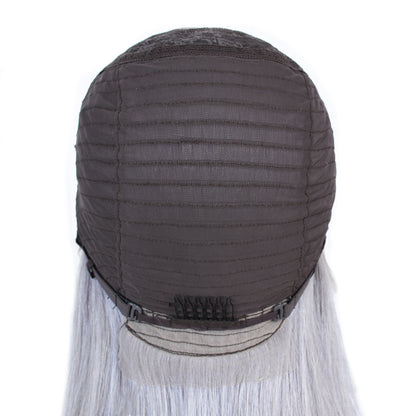 Silk Aura COLORFUL Front Lace Straight Gray Silver Human Hair Wig 13x4 Back Lace