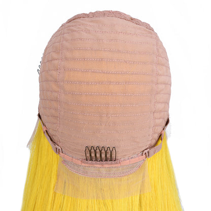 Silk Aura COLORFUL Front Lace Straight Yellow Human Hair Wig 13x4 Back Lace Cap