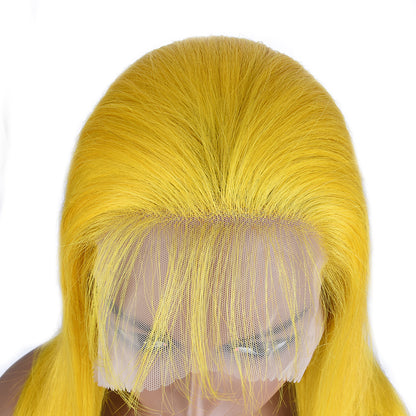 Silk Aura COLORFUL Front Lace Straight Yellow Human Hair Wig 13x4 Frontal Lace