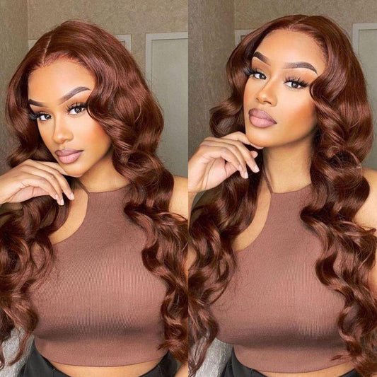 Silk Aura Front Lace Body Wave Dark Brown Human Hair Wig 13x4 Model