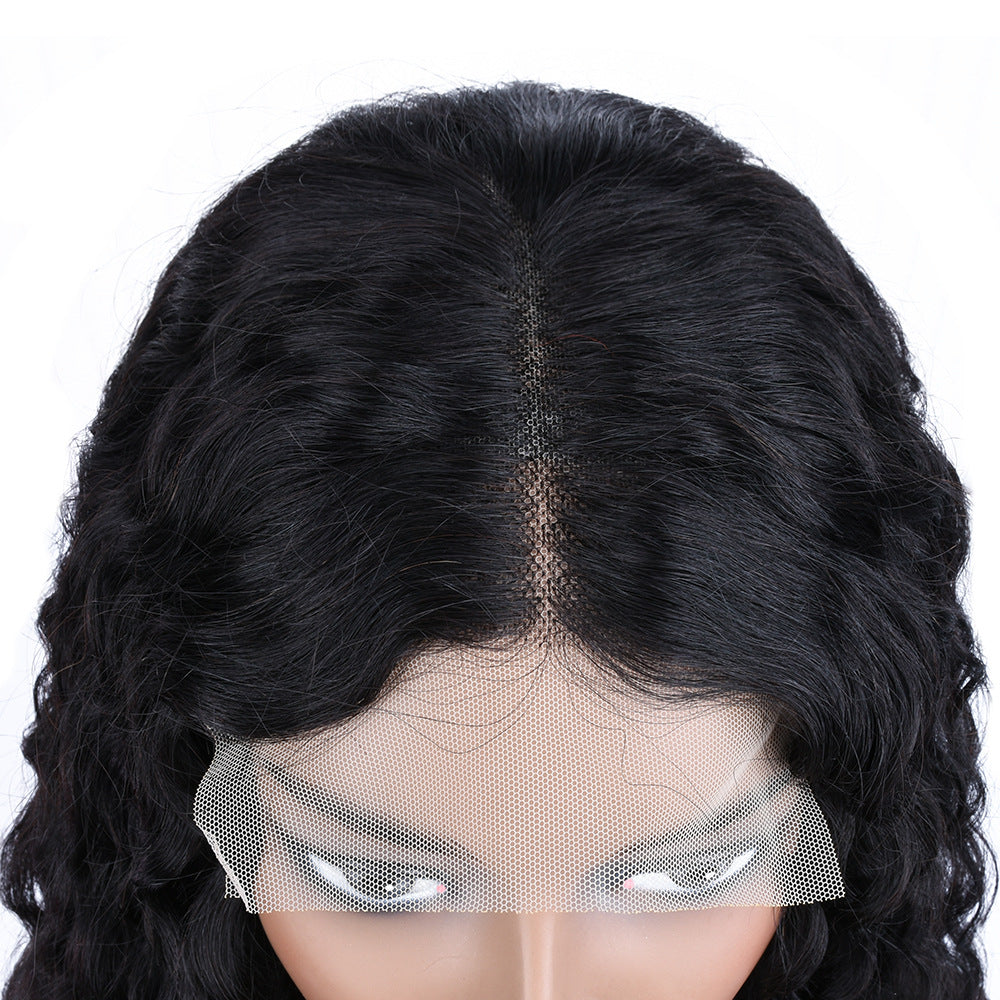 Silk Aura Front Lace Water Wave Black Human Hair Wig 13x4 Frontal Lace
