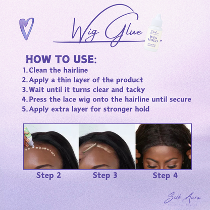Silk Aura Lace Wig Glue, Strong Hold Hair Adhesive, Invisible Bond, Waterproof & Oil-Resistant Hair Glue for Wigs, Toupees & Hairpieces, 1.3oz (38ML)
