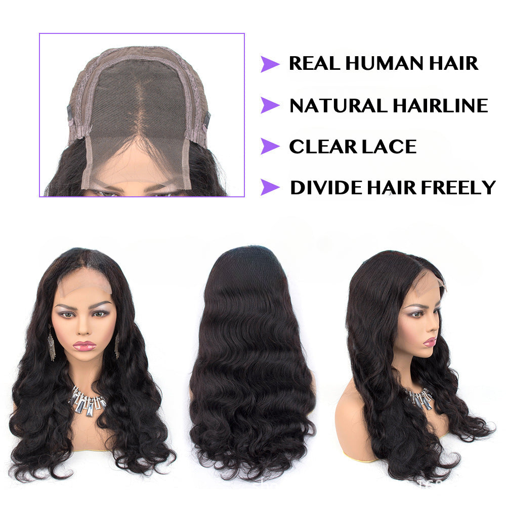 SilkAura Front Lace Body Wave Black Human Hair Wig 4x4