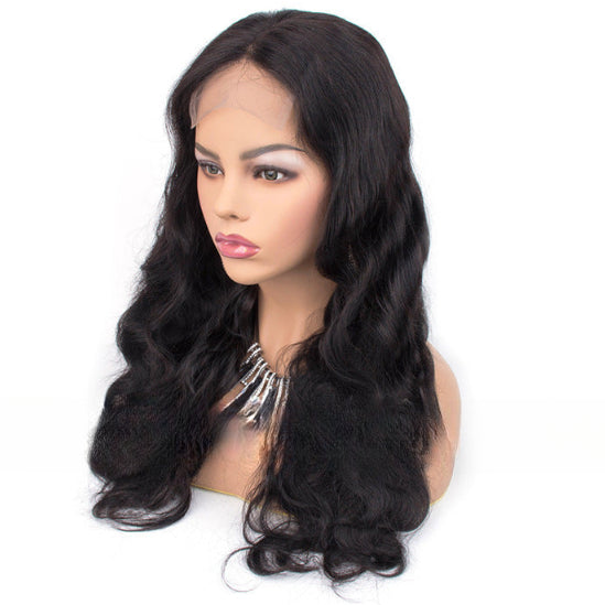 SilkAura Front Lace Body Wave Black Human Hair Wig 4x4